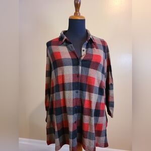 Knit Plaid Button-Up Shirt